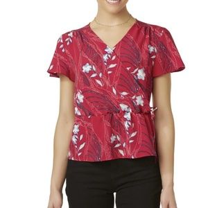 red floral peplum top, size Petite XL